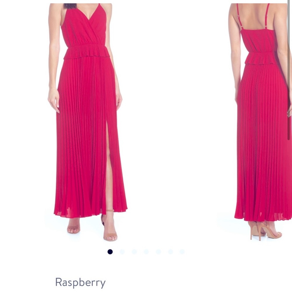 Ali & Jay Rasberry Maxi Pleated Dress